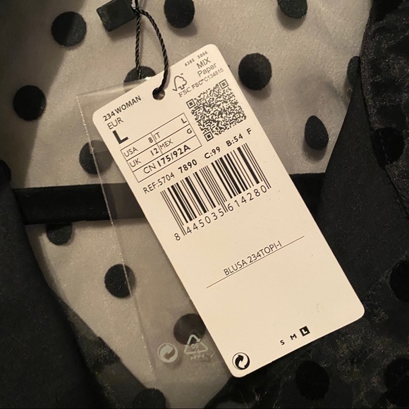 NWT sheer back black polka dot blouse - Picture 7 of 7